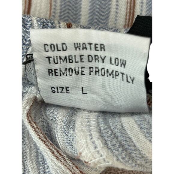 Love University Pants Size Large Striped Boho Coastal Wide Leg Slit Side Buttons - Picture 7 of 12